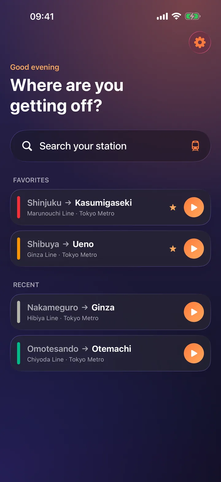Home: favorite and recent routes.